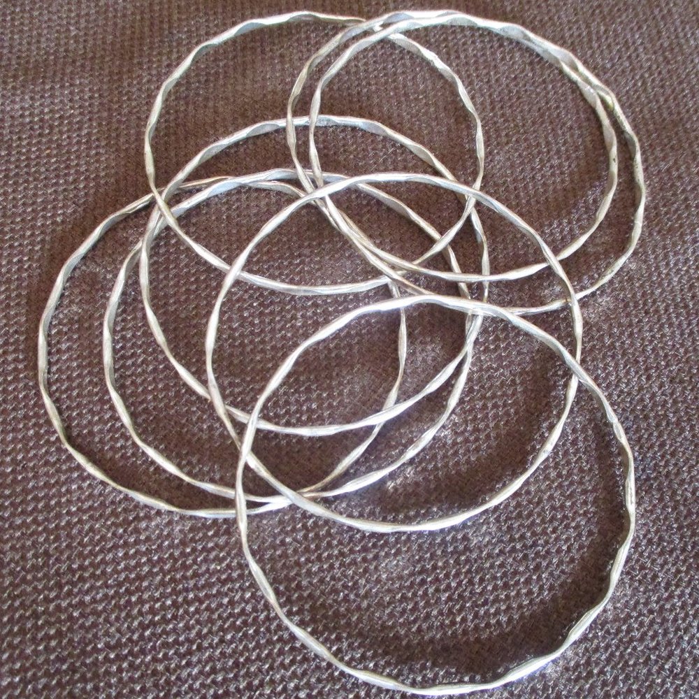 Women's Set of 8 Silvertone Bangle Bracelets